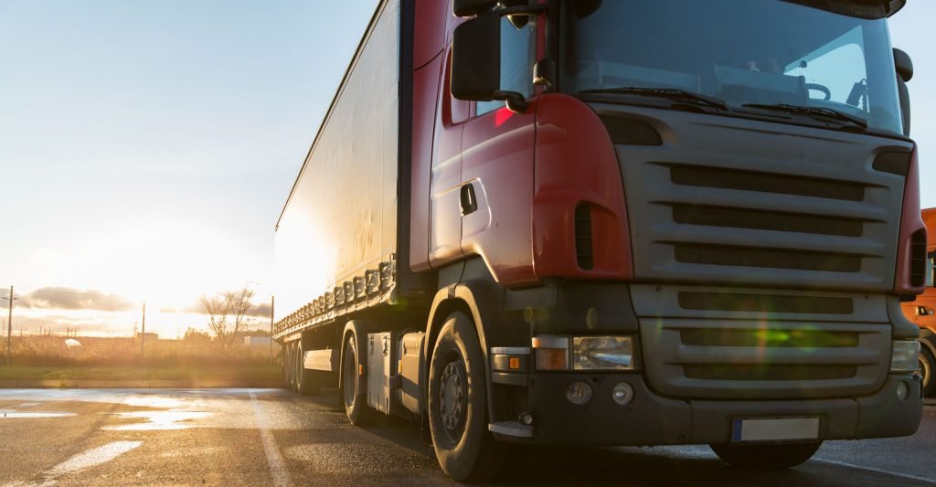 Moving truck traveling from Dubai to Abu Dhabi.